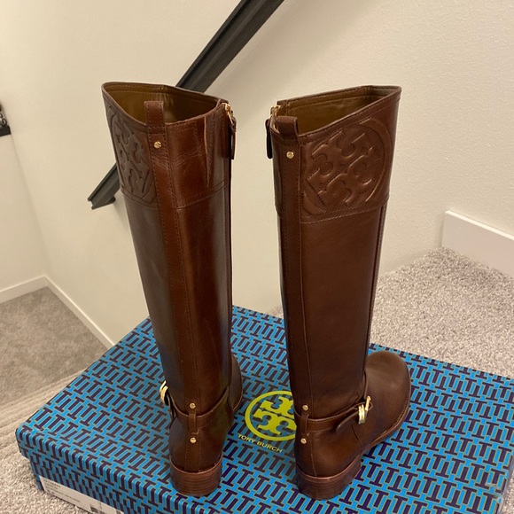Tory Burch - Brown Leather Riding Boots W/ Buckle On Ankle - Picture 13 of 17
